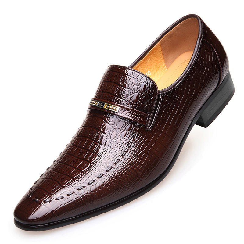 Crocodile-Print Men's Leather Shoes
