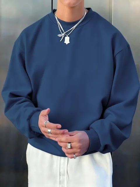 Mens Long-sleeve Wool Pullover Casual Sweatshirt