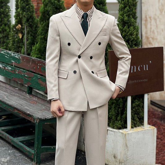 Retro Ribbed Double-breasted Suit