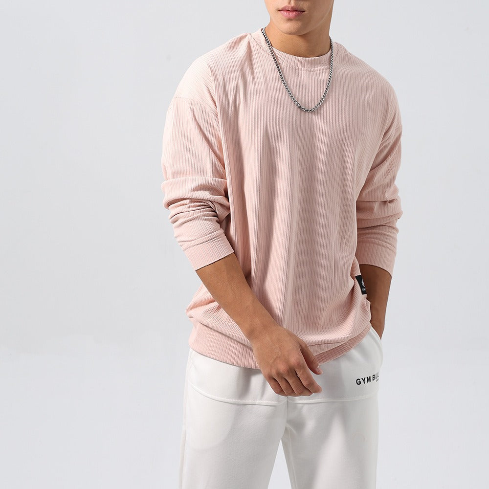 Mens Jacquard Striped Sports Hoodie With A Relaxed Fit And Dropped Shoulder Sleeves