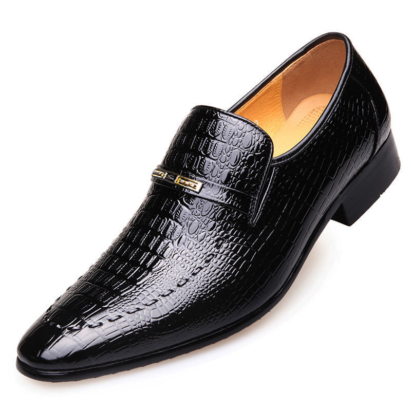 Crocodile-Print Men's Leather Shoes