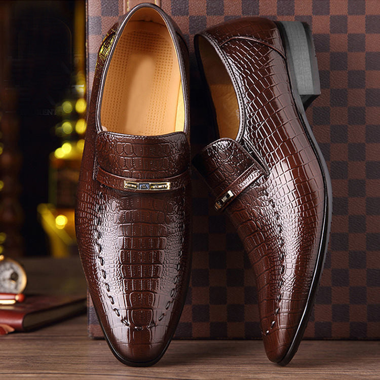 Crocodile-Print Men's Leather Shoes