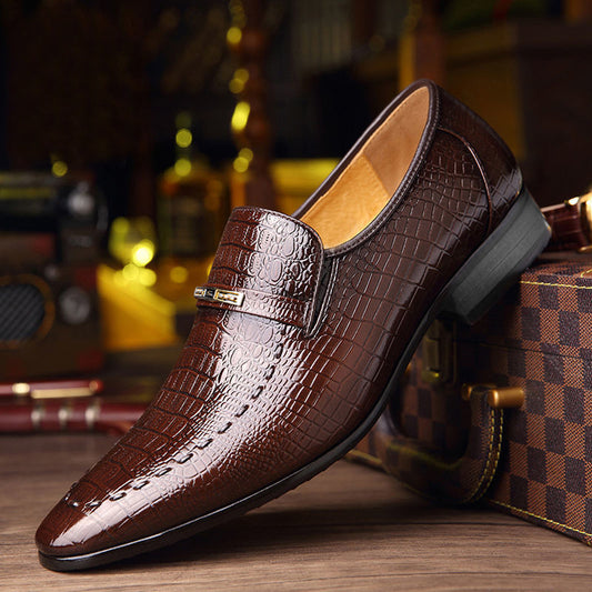 Crocodile-Print Men's Leather Shoes