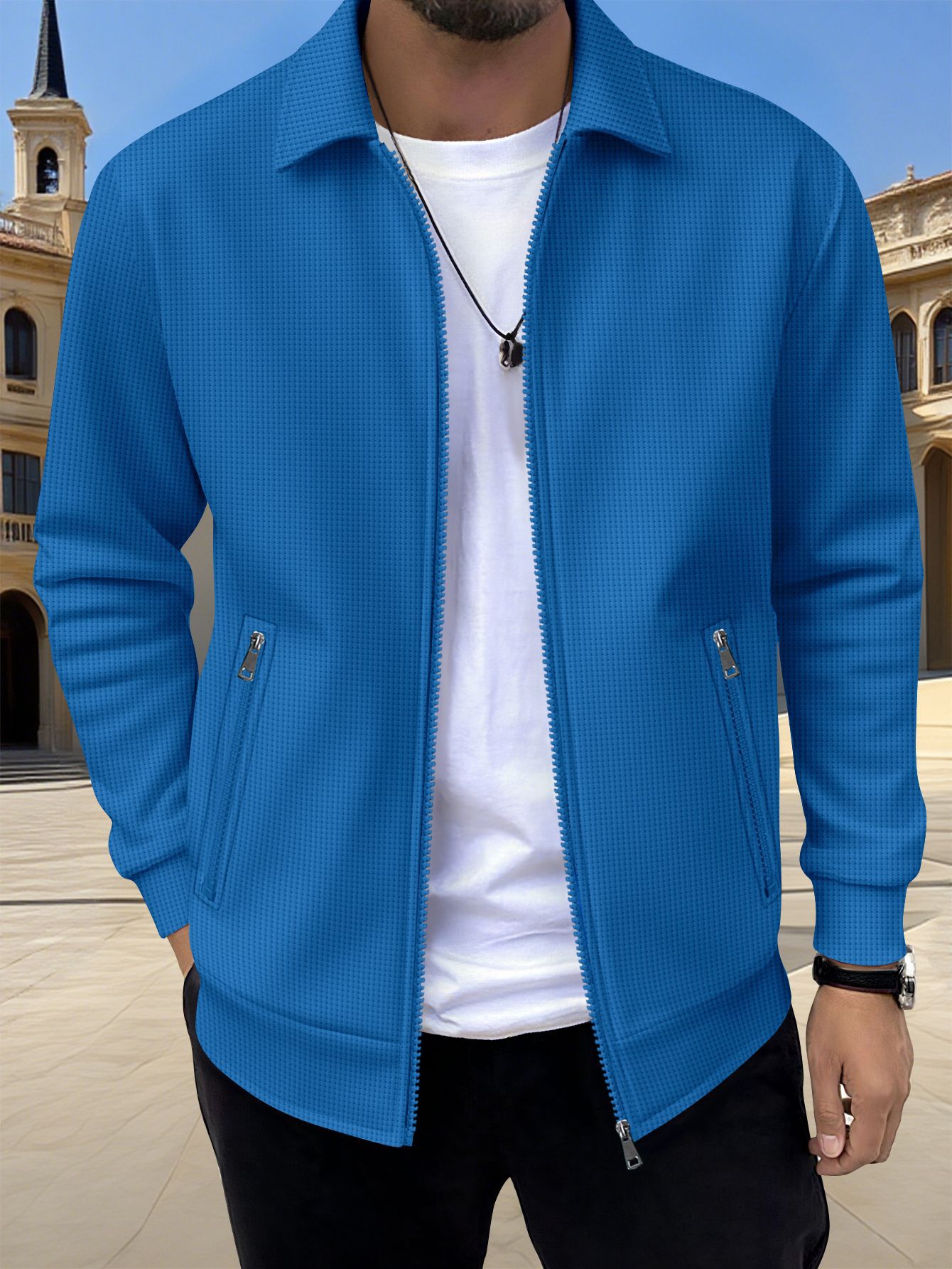 Solid-color Zip-up Jacket