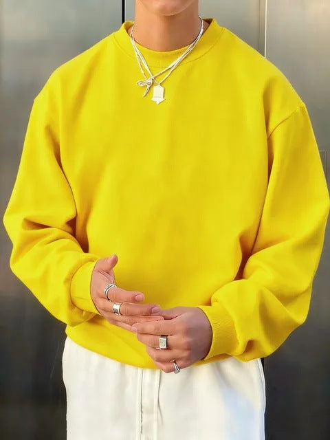 Mens Long-sleeve Wool Pullover Casual Sweatshirt