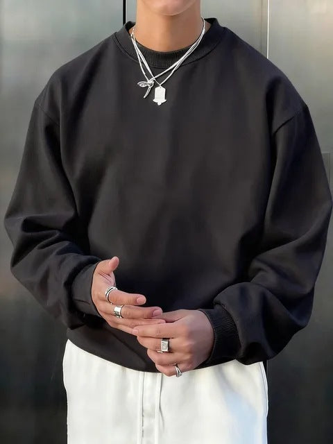 Mens Long-sleeve Wool Pullover Casual Sweatshirt
