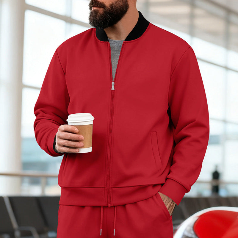 Men's Sporty-Casual Zip-Up Long-Sleeve Jacket