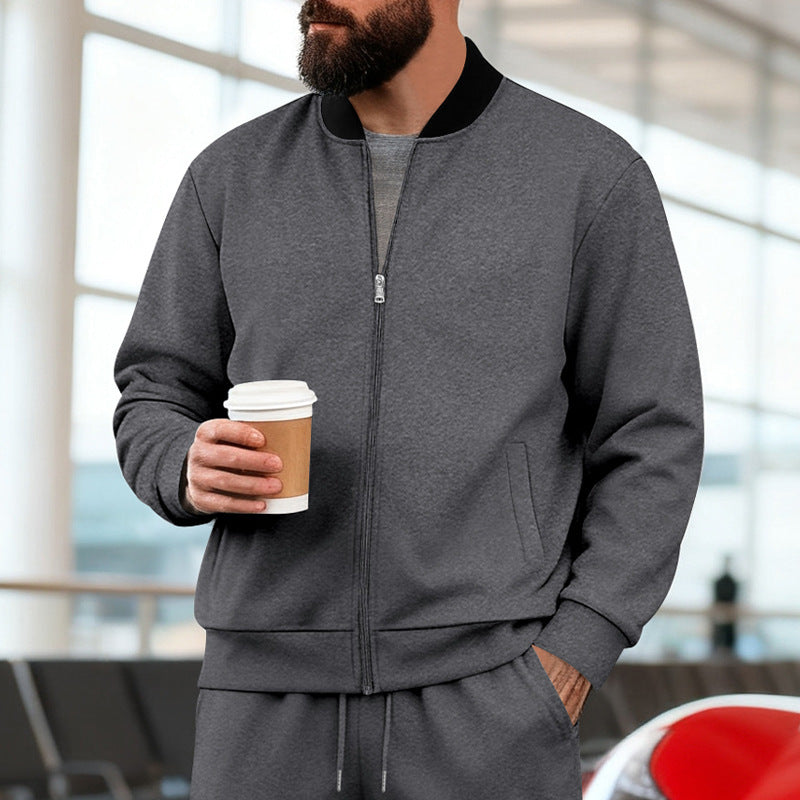Men's Sporty-Casual Zip-Up Long-Sleeve Jacket
