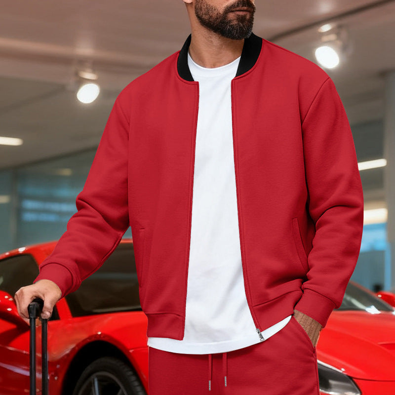Men's Sporty-Casual Zip-Up Long-Sleeve Jacket