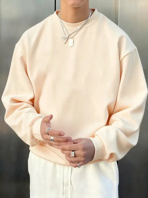 Mens Long-sleeve Wool Pullover Casual Sweatshirt