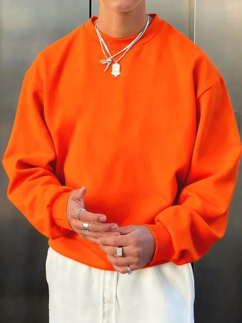 Mens Long-sleeve Wool Pullover Casual Sweatshirt