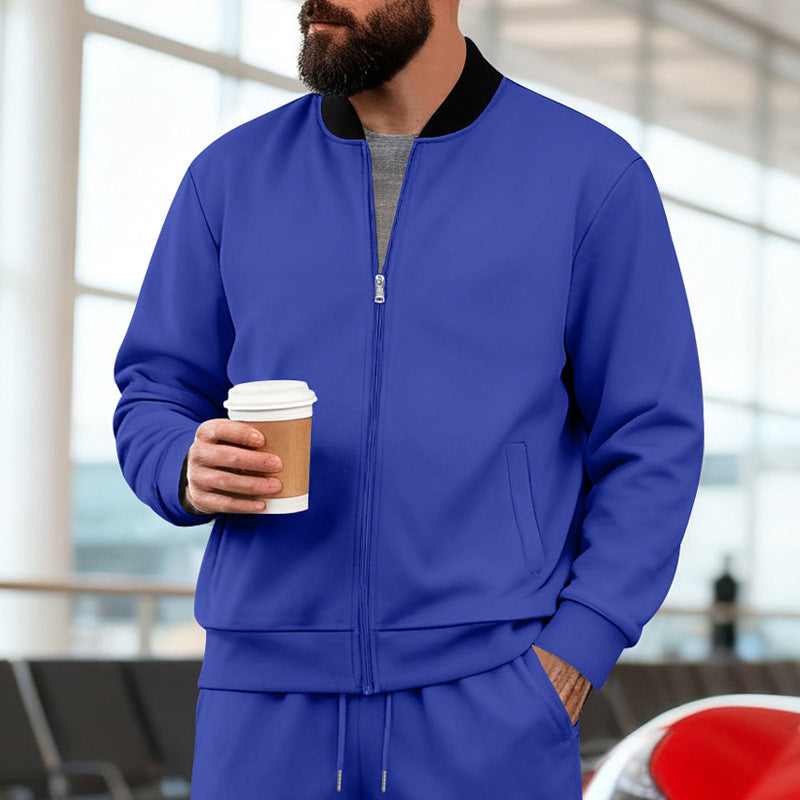 Men's Sporty-Casual Zip-Up Long-Sleeve Jacket