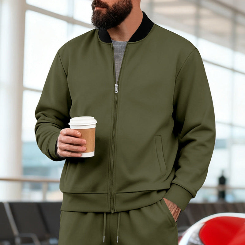 Men's Sporty-Casual Zip-Up Long-Sleeve Jacket