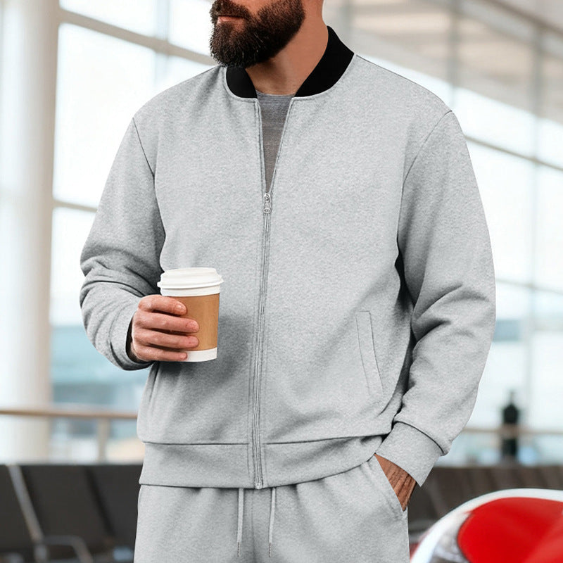 Men's Sporty-Casual Zip-Up Long-Sleeve Jacket