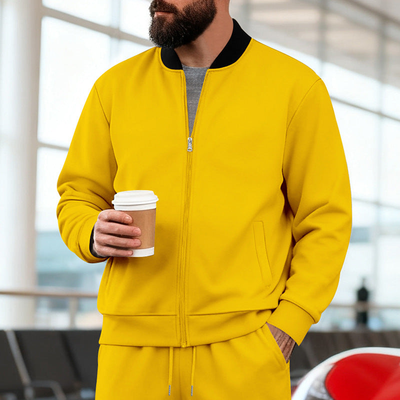 Men's Sporty-Casual Zip-Up Long-Sleeve Jacket