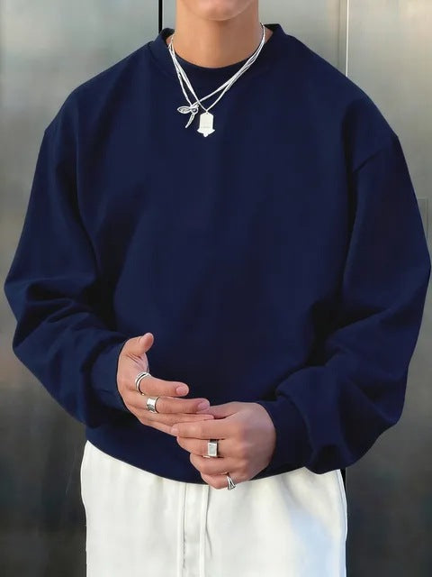 Mens Long-sleeve Wool Pullover Casual Sweatshirt
