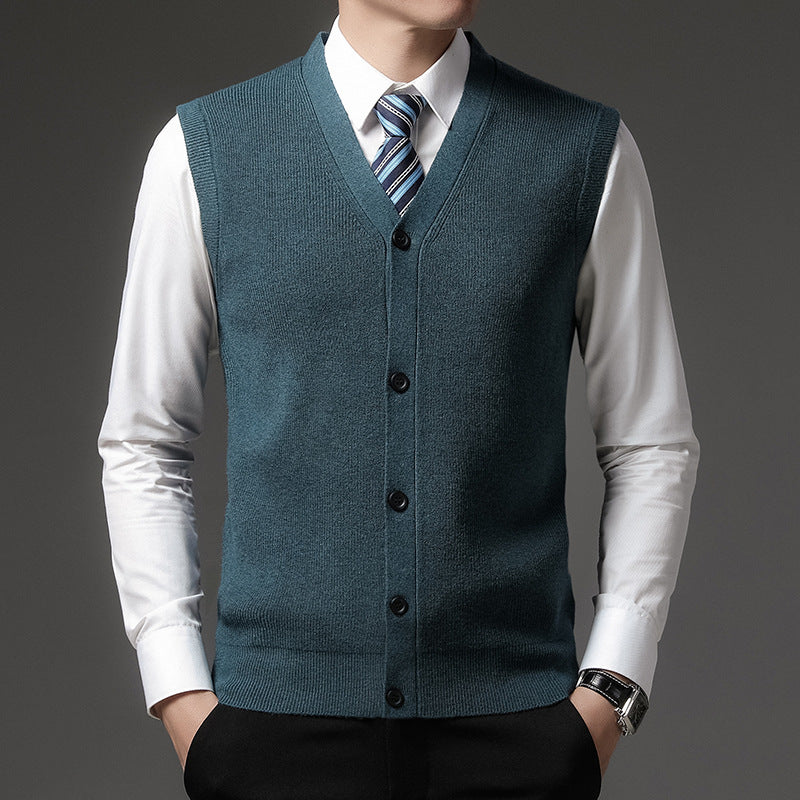 Men's Wool Cardigan Vest
