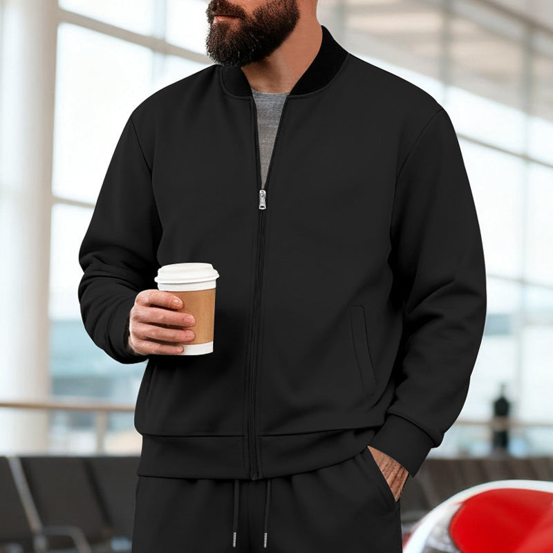 Men's Sporty-Casual Zip-Up Long-Sleeve Jacket