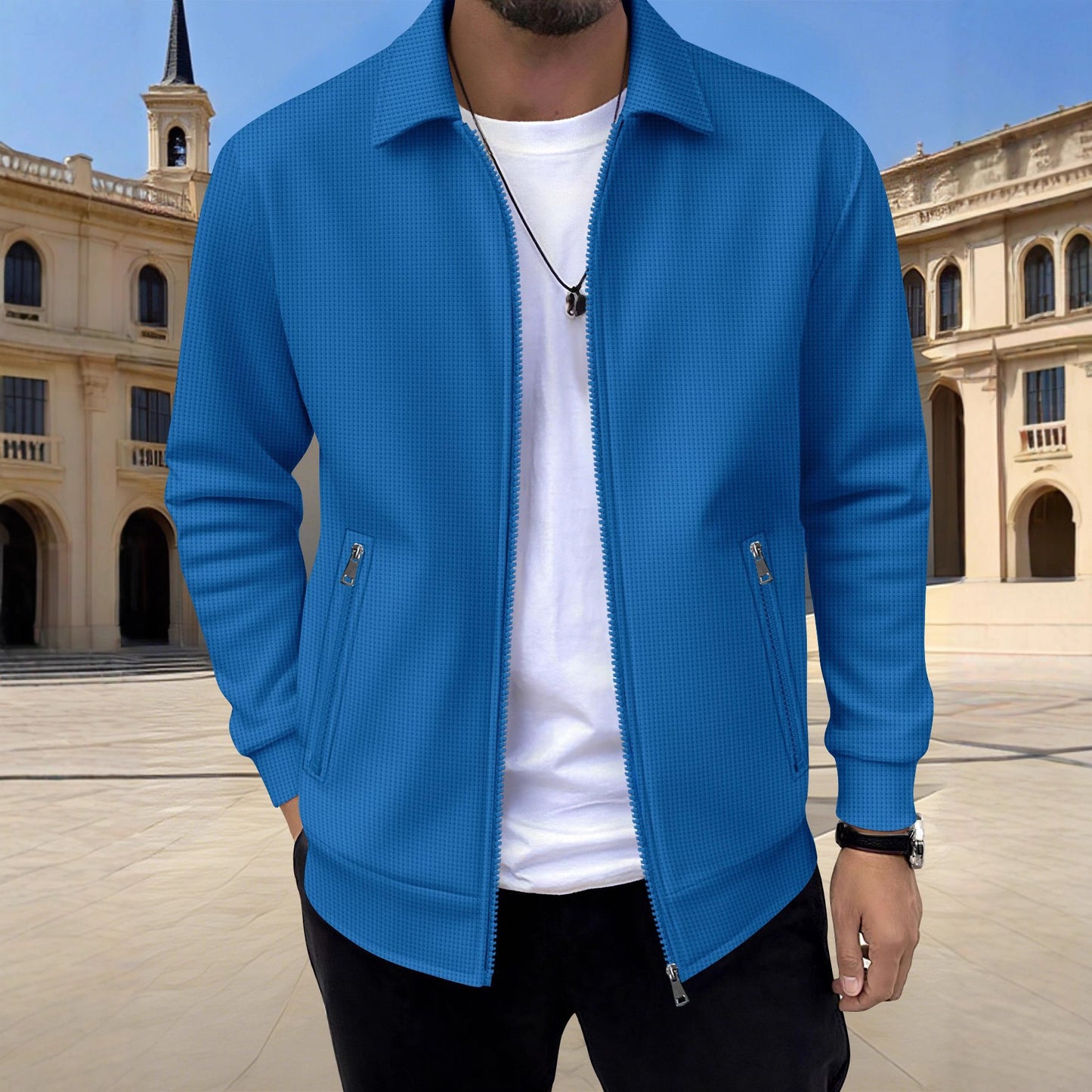 Solid-color Zip-up Jacket