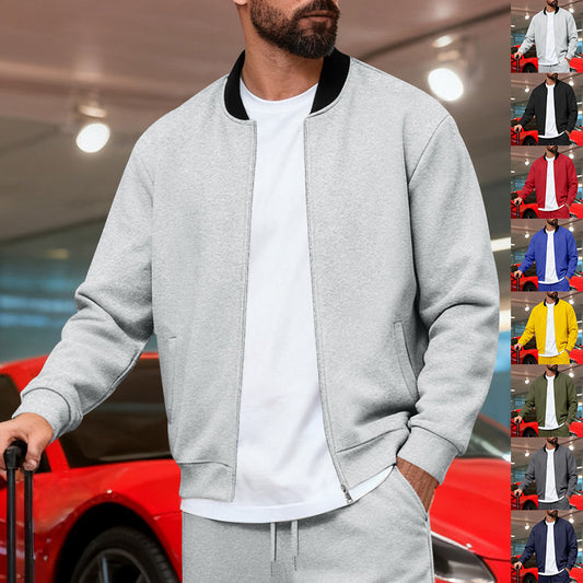 Men's Sporty-Casual Zip-Up Long-Sleeve Jacket