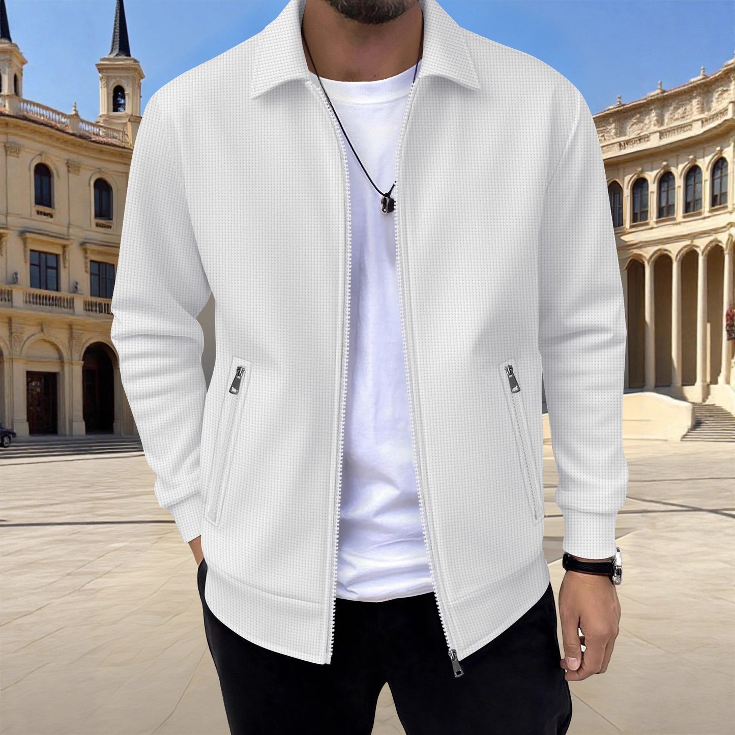 Solid-color Zip-up Jacket