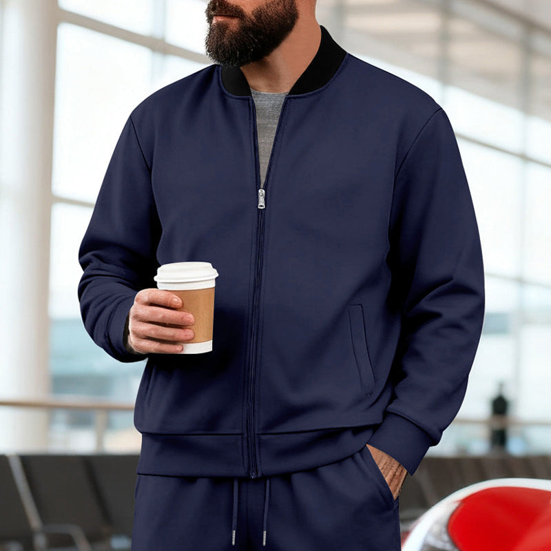 Men's Sporty-Casual Zip-Up Long-Sleeve Jacket