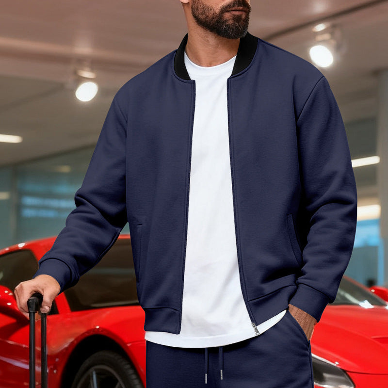 Men's Sporty-Casual Zip-Up Long-Sleeve Jacket